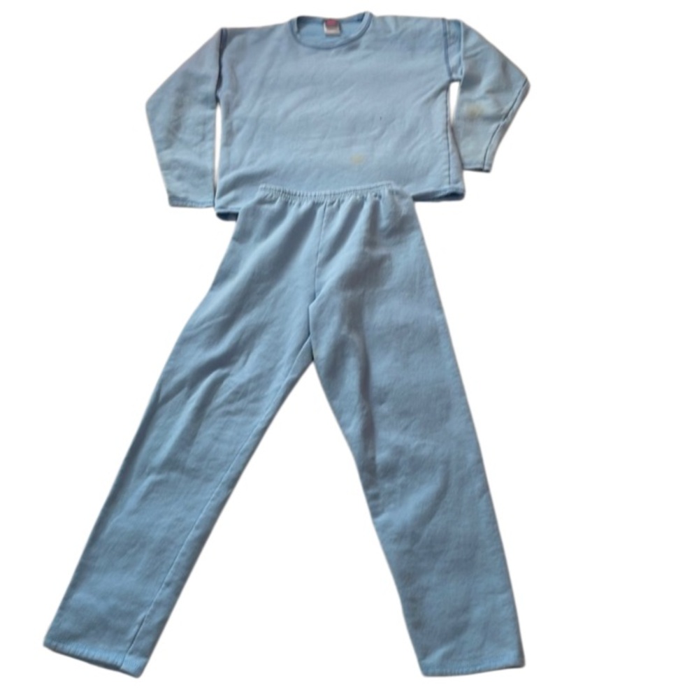 Hanes Athletic sweatshirt & pants sweatsuit joggers Blue girls size 10 12
